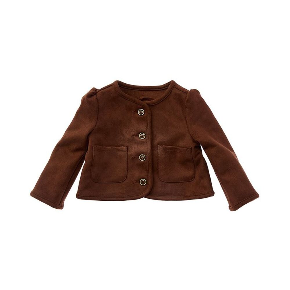 Janie And Jack Girls  The Sueded Puff Sleeve Jacket, Brown